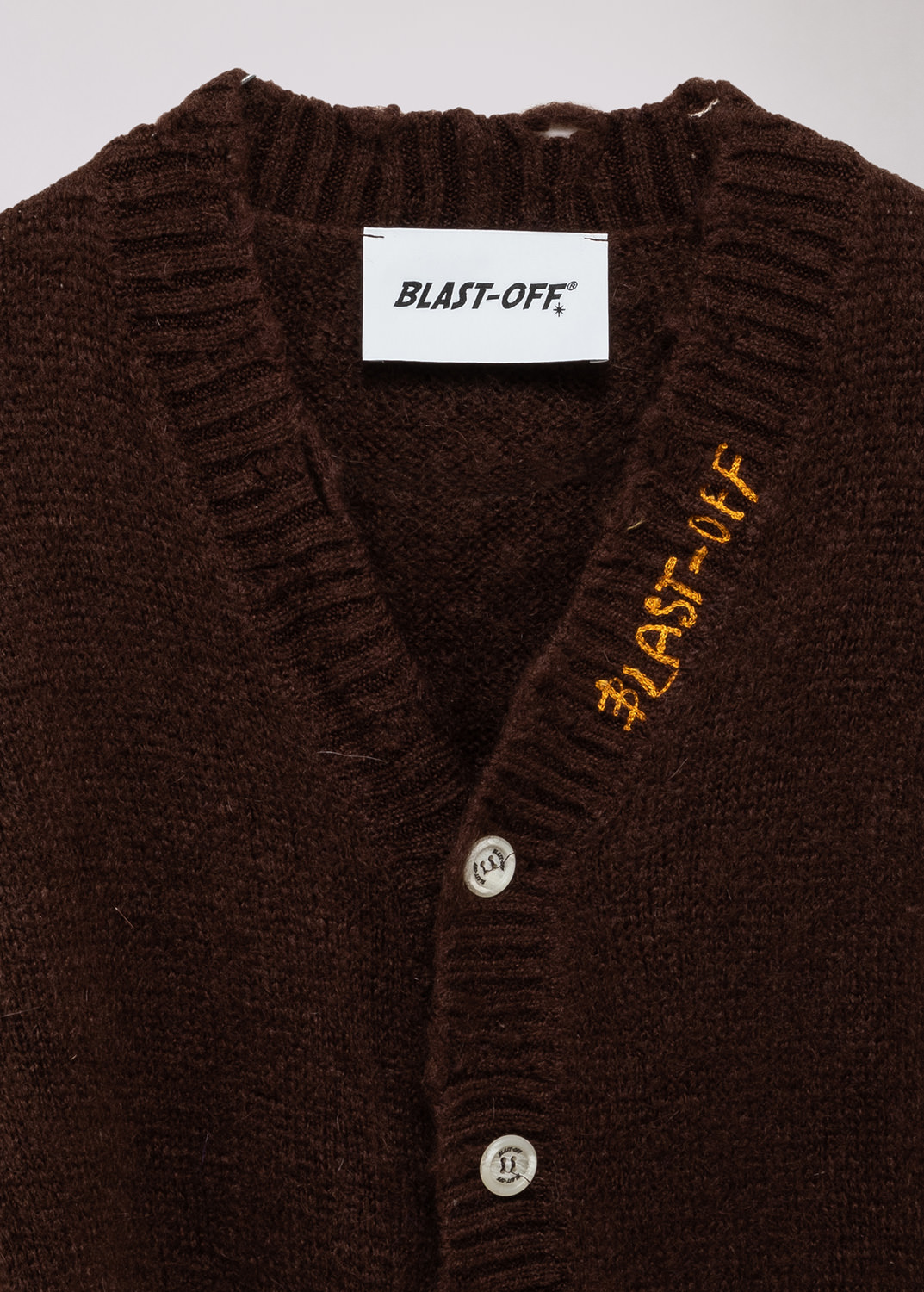 BLAST-OFF: DESTROYED CARDIGAN IN MOHAIR